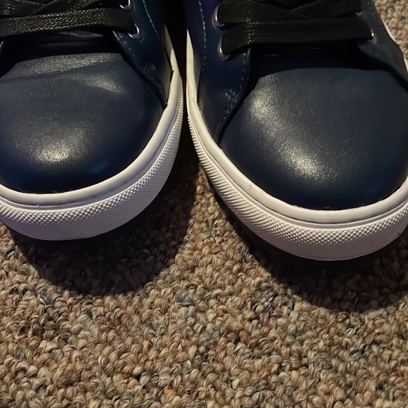 Karl Lagerfeld Men's Leather Sneakers Navy Black Shoes Sz 8 41 - Picture 4 of 7